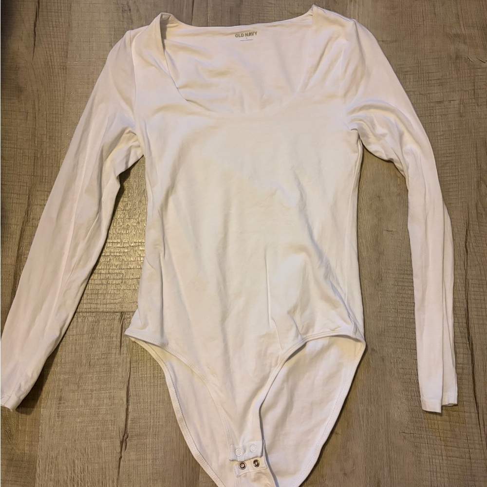 Old Navy Classic White Long Sleeve Bodysuit